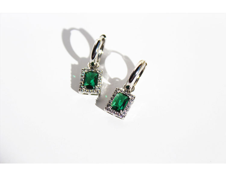 Retro Geometric Copper Inlay Zircon Dangling Earrings 1 Pair