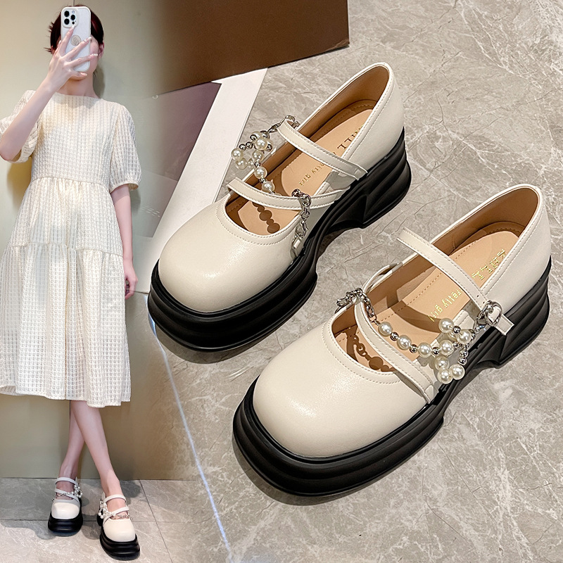 139-21 Purple Fantasy Linglong Leather Shoes Thick-soled Mary Jane Shoes Shallow-mouth Loafers Wide-foot Fat-foot Large-size Women's Shoes