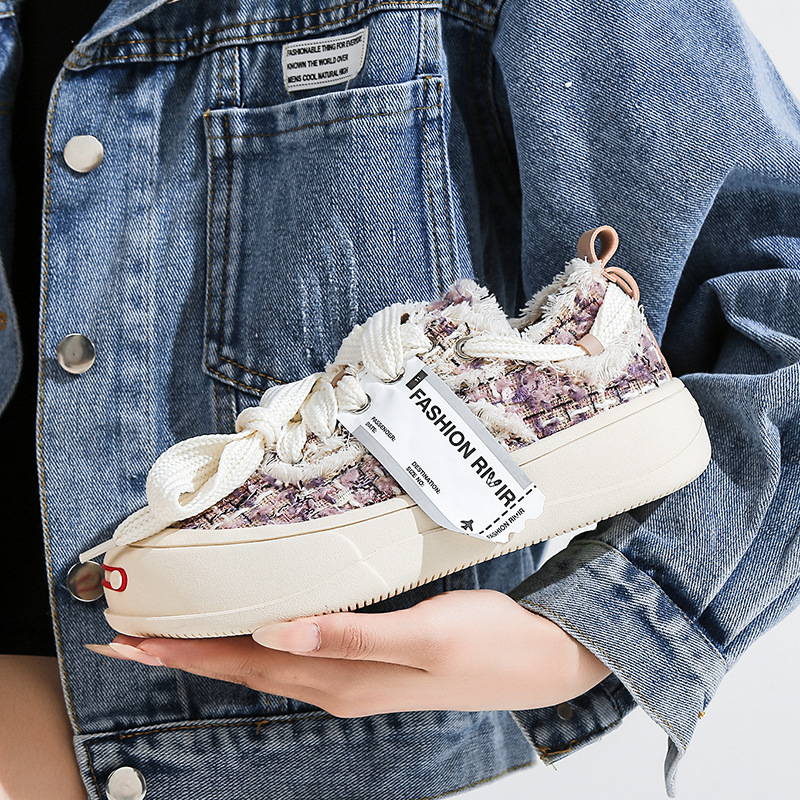 White Female 2023 New Little Fragrant Casual Children's Instagram Versatile Student Board Sports Canvas Shoes_voghion.com