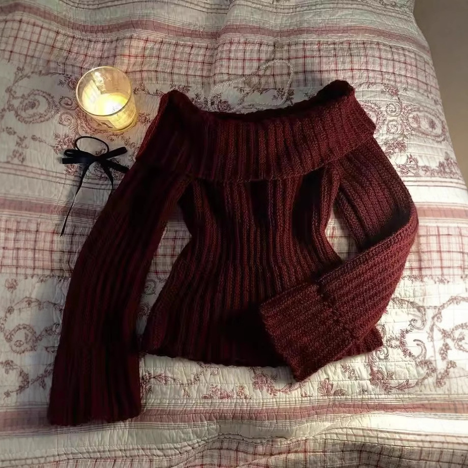 demi-season comfortable red cute elegant sweater