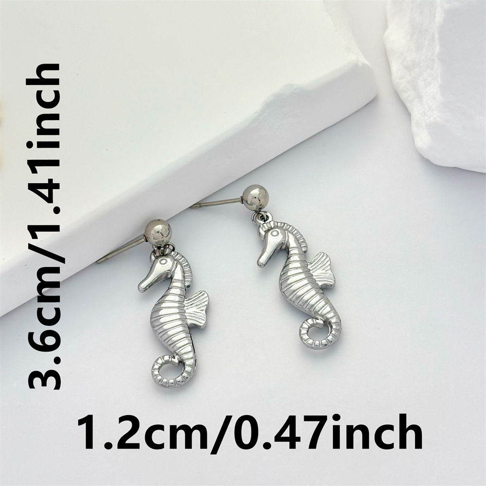 1 Par Hipocampo Estilo Clásico Acero Inoxidable 304 Pendientes De Gota display picture 5