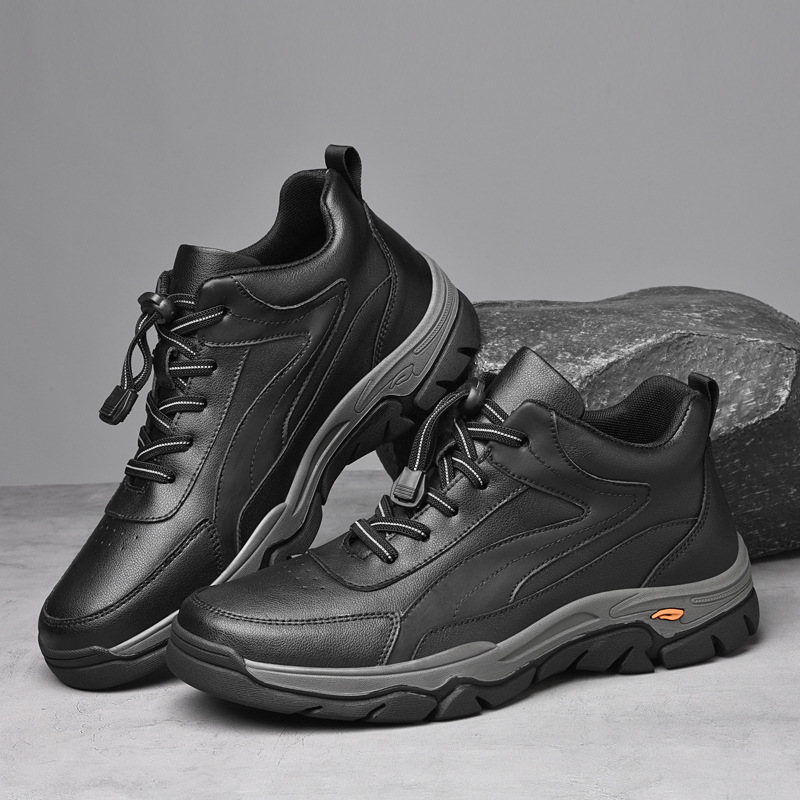 跨境大码48男士防滑耐磨登山鞋牛皮运动休闲健步鞋男冬季加绒