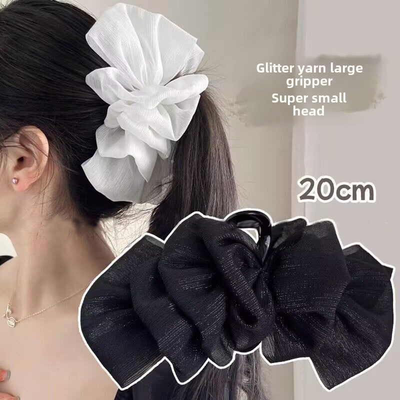 Épingle à cheveux en seersucker double face argentée, pince à cheveux surdimensionnée, épingle à cheveux pour femme, nouveauté 2023_voghion.com