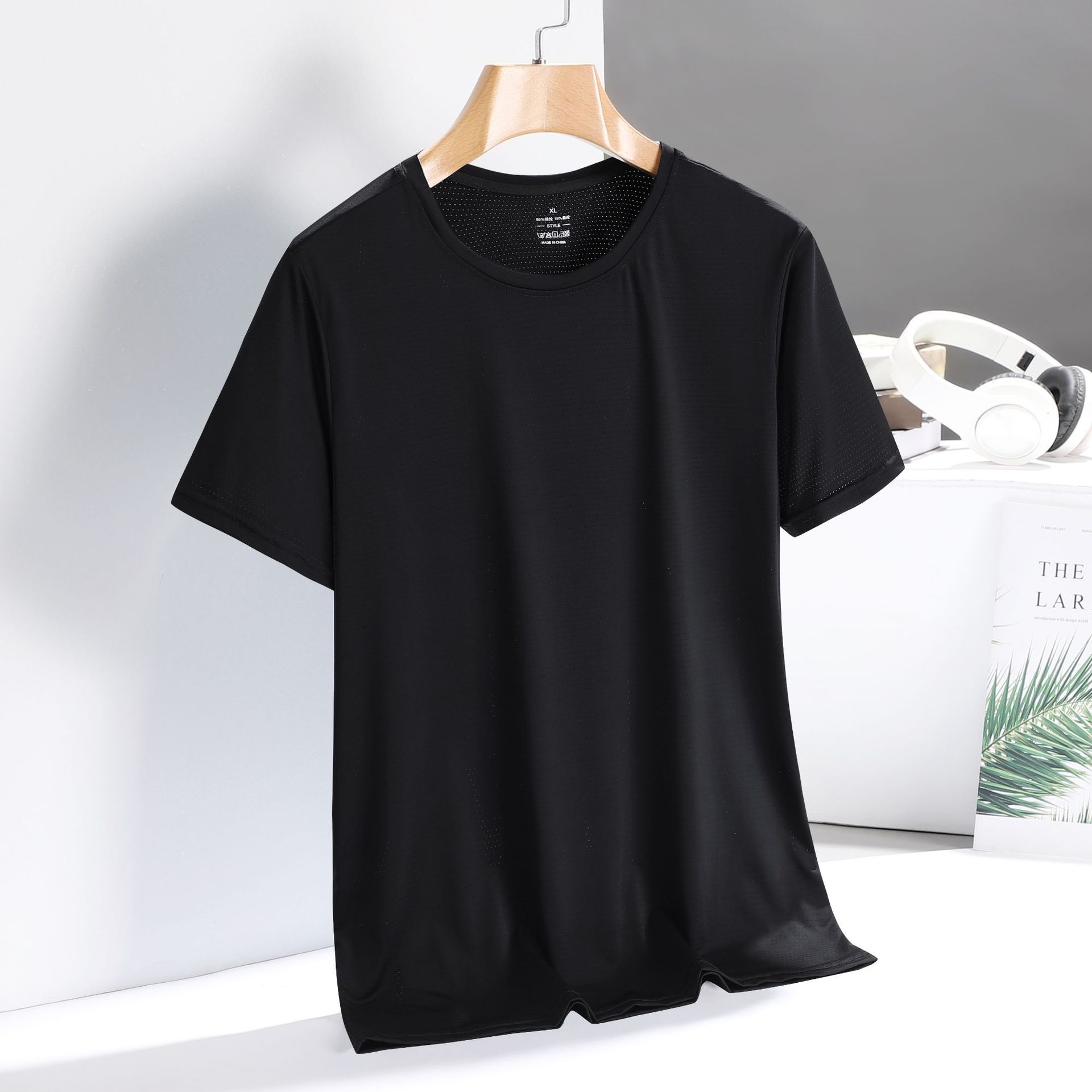 Verano transpirable cuello redondo deportes al aire libre Seda de hielo Aire acondicionado de secado rápido Camiseta de manga corta para hombres y mujeres camiseta de talla grande fábrica al por mayor