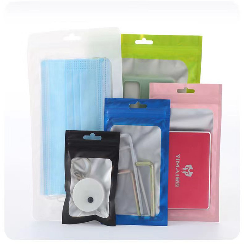 Esmerilado yin y yang ziplock bolsa de papel de aluminio de color bolsa de hueso joyería de alimentos accesorios electrónicos ventana bolsa de embalaje compuesto