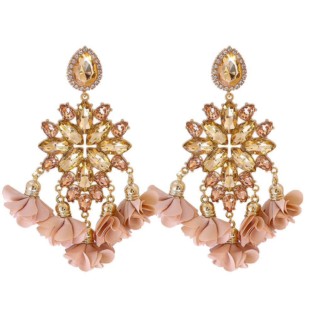 new bohemian color diamond flower earrings personalized wholesale