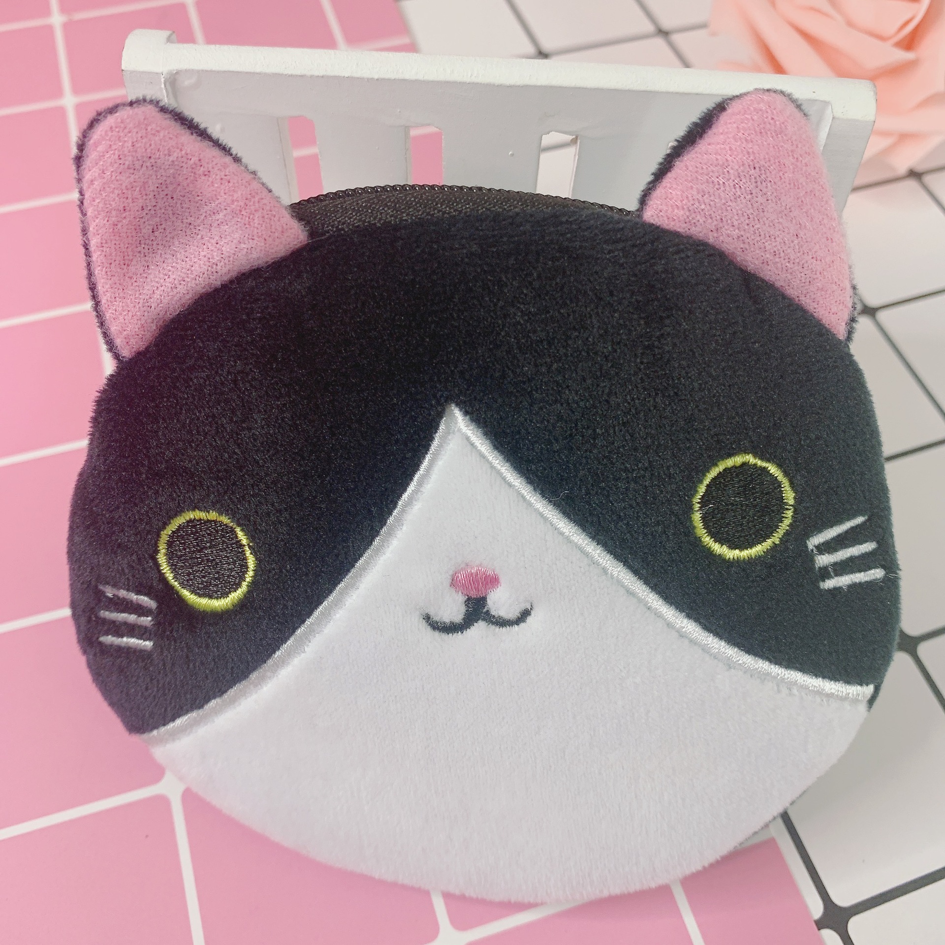 Estilo coreano INS de dibujos animados moneda monedero femenino lindo estudiante portátil mini felpa auricular bolsa clave