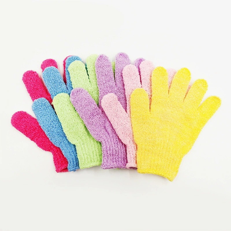Guantes de baño de toallas, toallas de baño de cinco dedos, guantes de masaje de doble cara, toallas de baño, bollas de baño, puesta en puesta de suministro