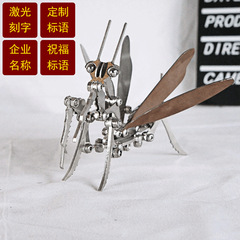 新品廠家研製不鏽鋼仿真逼真螳螂模型擺件可摺疊折動擺件SMG螳螂