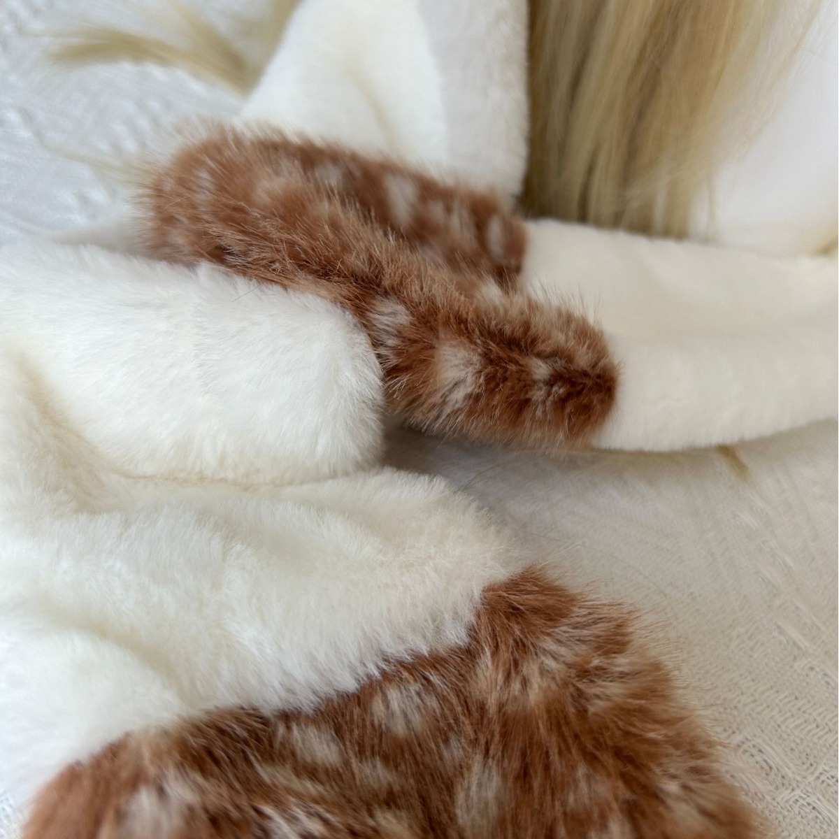 Forest Elk Plush Fox Scarf One Winter Cute Warm Ear Protector Neck Hat Two piece Set_voghion.com