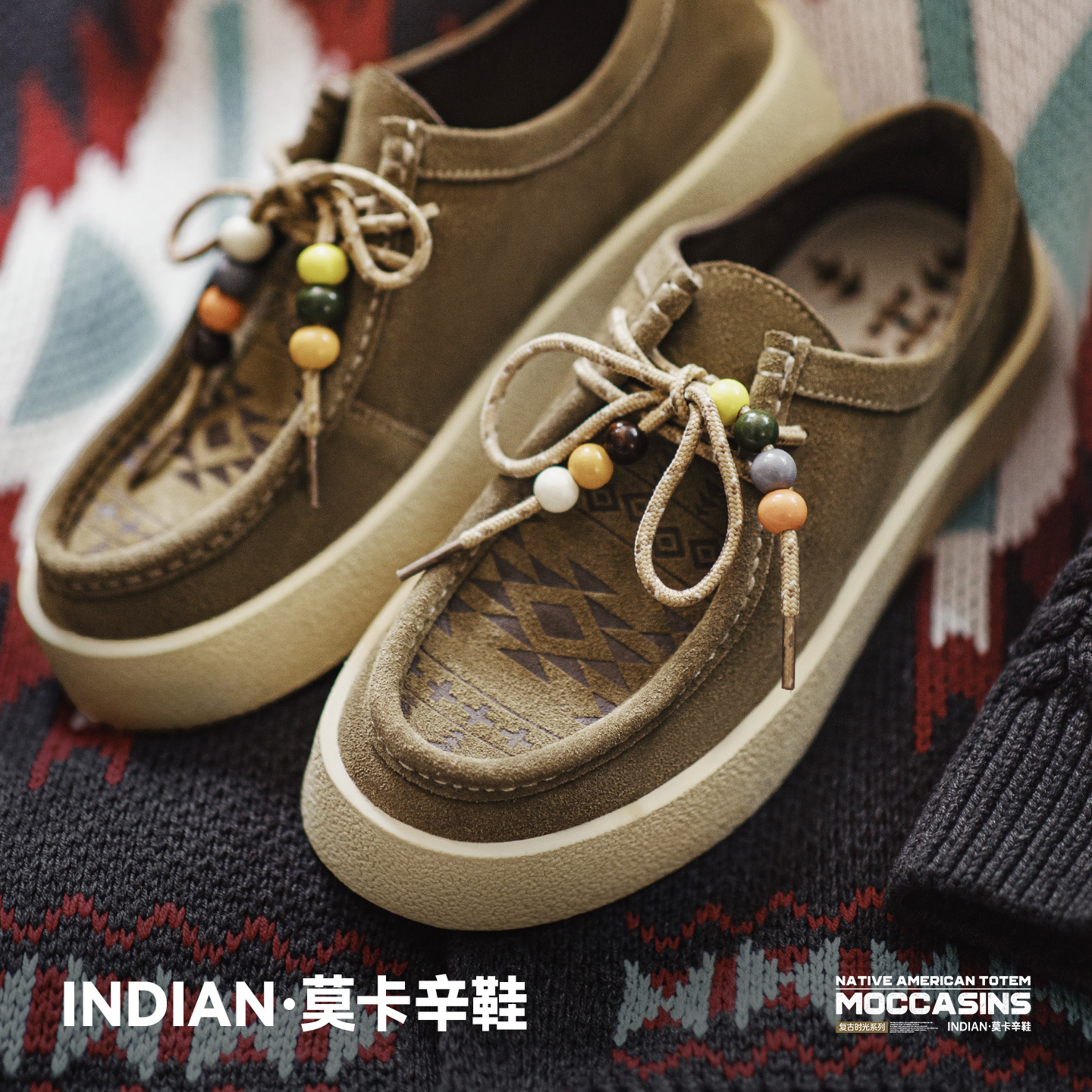 Madden Moccasins Men's Autumn New Navajo Old Money Style Workwear Kangaroo Shoes Thick-Soled Casual Leather Shoes