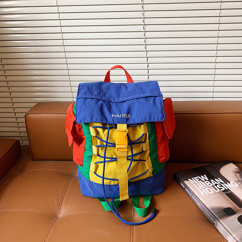 Mochila de cuerda de tracción de gran capacidad para niños y niñas, color de contraste de color, mochila escolar para estudiantes de primaria 2026 nueva mochila infantil