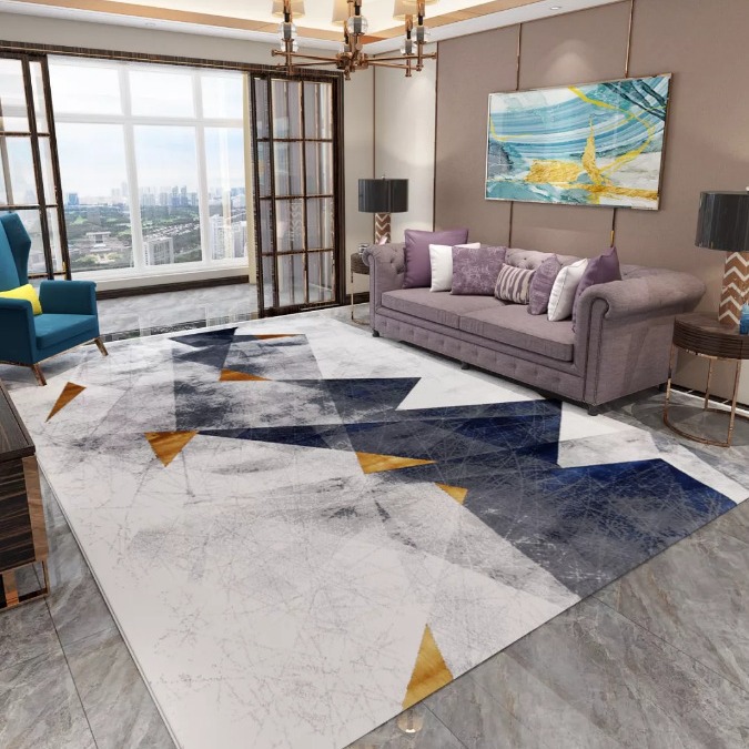 Modern rectangular carpet for living room