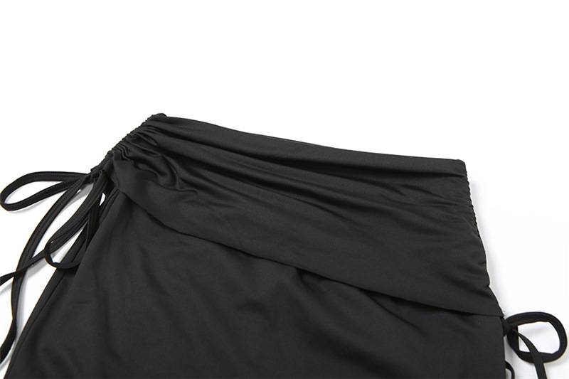 Winter Women Clothing Slant Shoulder Cropped T shirt Slim Hip Bag Skirt Set