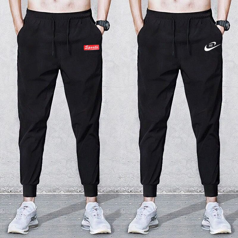 Summer Ice Silk Thin Quick-drying Sports Casual Pants Men's Stretch Haren Pants Dirty-resistant Labor Protection Long Pants for Construction Site Work