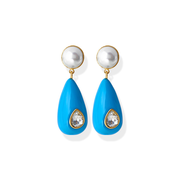 1 Pair Ig Style Water Droplets Plating Inlay Plastic Resin Brass Zircon Gold Plated Ear Studs display picture 14