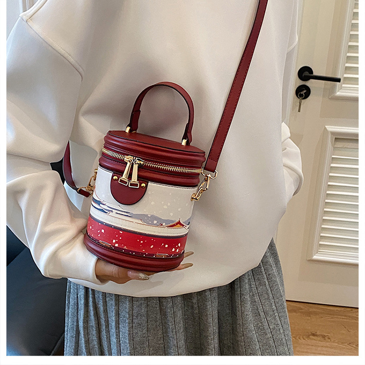 Bolsa tiracolo de balde com graffiti para mulher estilo coreano_voghion.com