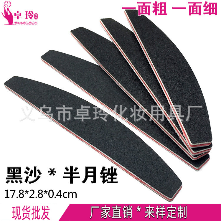 Media Luna lima de uñas negro en forma de cuchillo de doble cara tira de molienda manicura recorte de uñas frotar resistente al desgaste