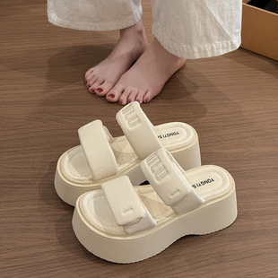 Thick-Soled Height-Increasing Sandals for Women's Summer Outer Wear 2025 New Velcro Fashion Versatile Casual Open-Toe Slippers