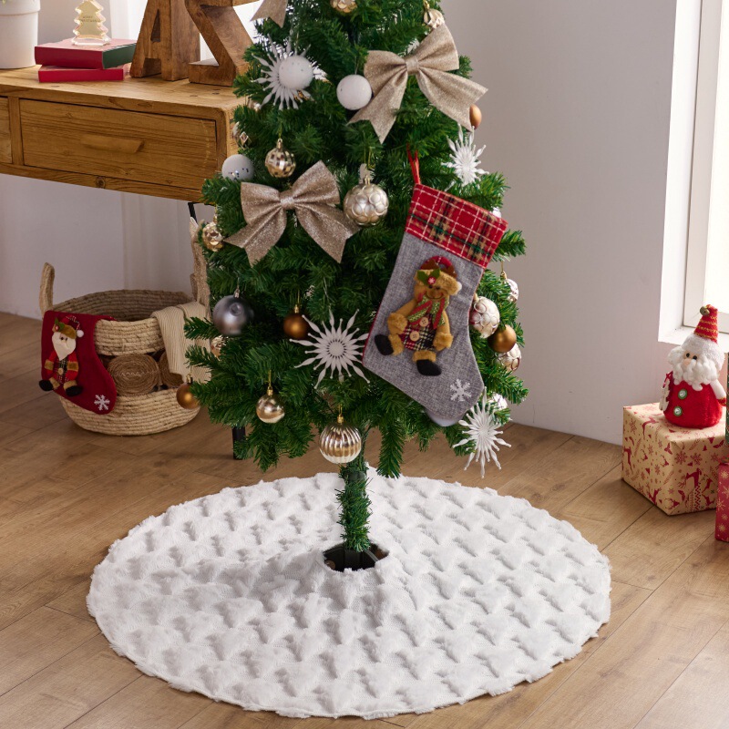 スポット新しいクリスマスツリースカートホワイトプリントホリデーデコレーションクロスボーダーホットスタイルぬいぐるみクリスマスツリーエプロン|undefined