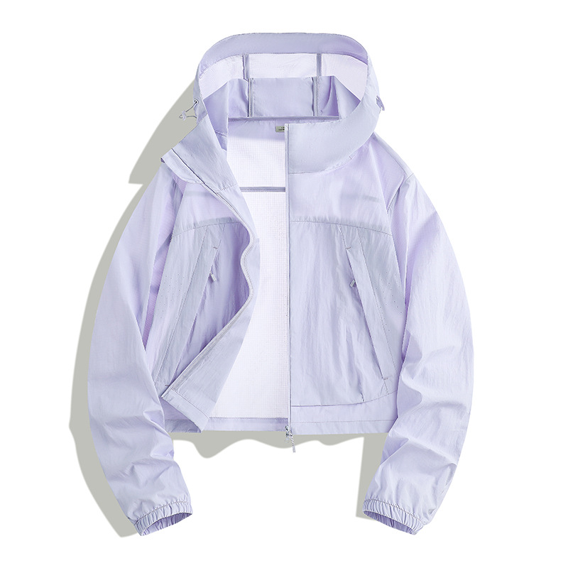 2026 New Lightweight Short Sun Protection Clothing for Women in Summer, Upf50+ Hooded Ice-Feel Breathable Top for Small People
