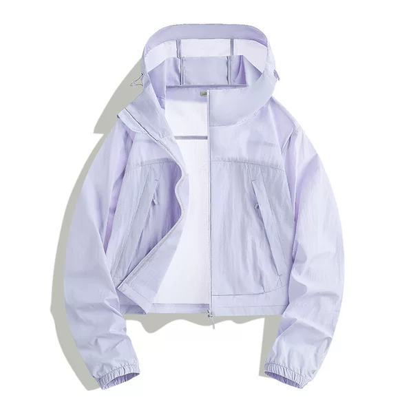 2026 New Lightweight Short Sun Protection Clothing for Women in Summer, Upf50+ Hooded Ice-Feel Breathable Top for Small People