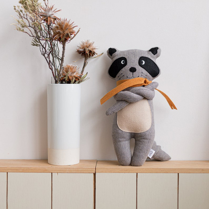 Nordic Style Raccoon Doll Cotton Cute Civet Cat Doll Baby Comfort Doll One Piece