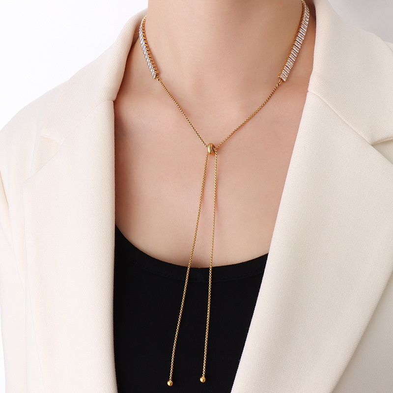 Marka francés ins estilo chocker simple estrellado ZIRCON Titanium acero luz lujo traje avanzado E285-P190