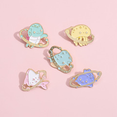 簡約創意銀河星球系列胸針 個性烏龜 鯊魚 海豹 水母造型金屬徽章