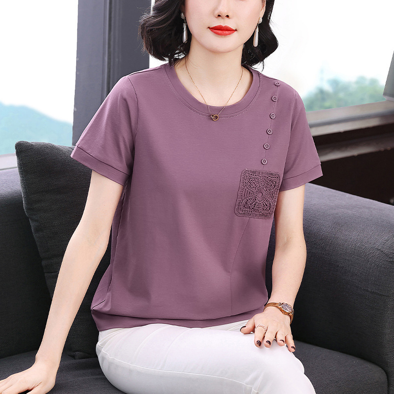 2026 Summer New Style Short-Sleeved Women's Embroidered T-Shirt with a High-End Feel and Niche Design Loose Top