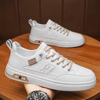 2024 Summer New Leather Waterproof Lightweight Casual Men's Versatile Small White Soft Sole Anti slip Sports Board Shoes
