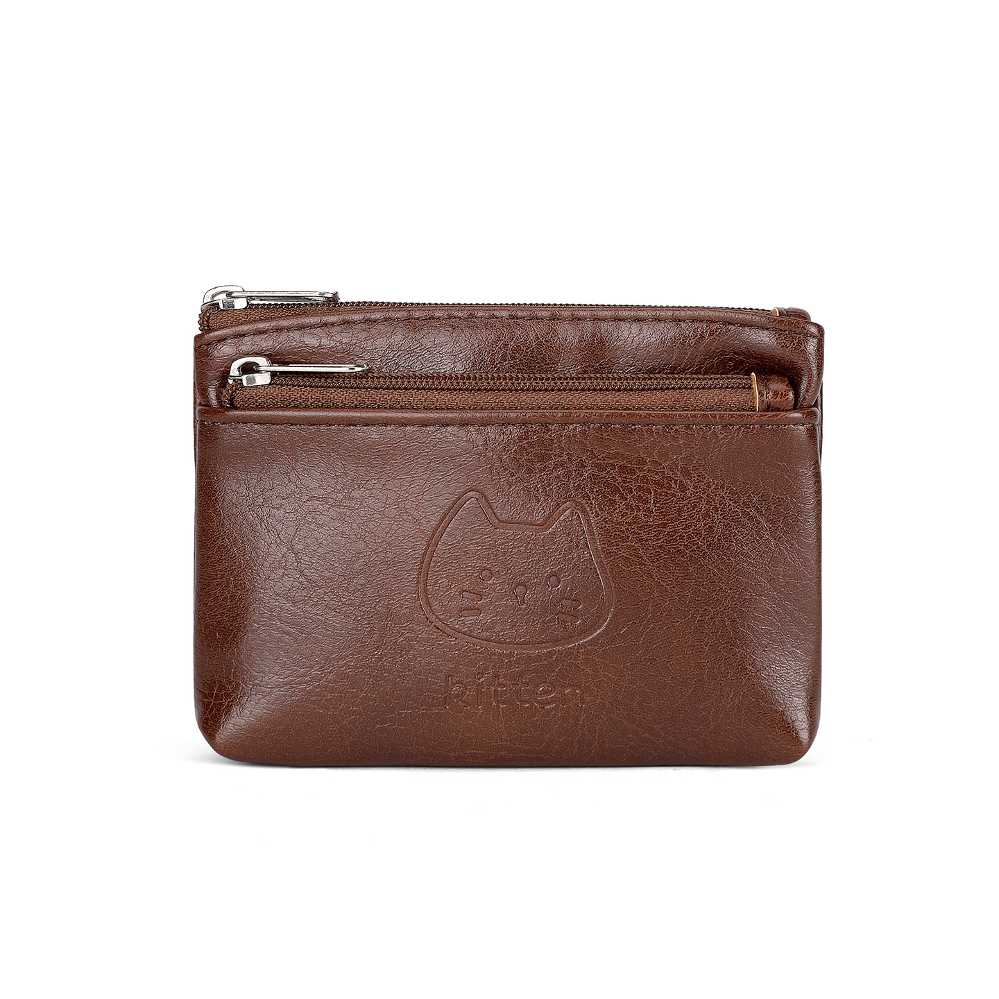 Suministro transfronterizo nuevo gato hecho a mano bolso de cambio de cuero lindo mini auriculares portátiles bolsa de tarjeta pequeña al por mayor