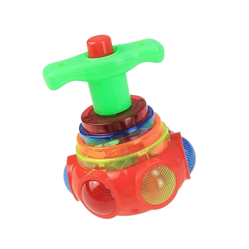 Flashing music colorful neon spinning top, travel lightweight rotating toy for boys and girls