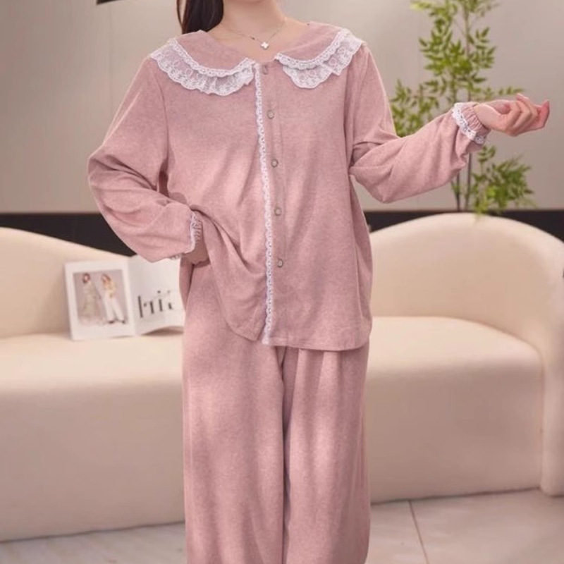 毛巾绒睡衣女秋冬新款长袖加厚保暖磨毛套装春秋小香风轻奢家居服|undefined