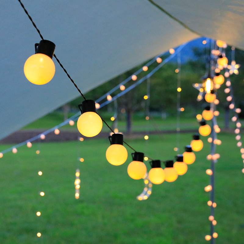 in stock LED Bulb Light String Outdoor Rainproof Holiday Garden Courtyard Decorative Light String Solar Bulb Light String