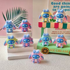 植绒蝴蝶结大耳狗 盲袋萌粒diy饰品挂件钥匙扣公仔桌面树脂小摆件