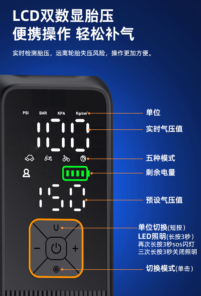 Car Wireless Air Pump Car Inflator Electric Motorcycle Bicycle Ball Power Supply Only for Export Samples