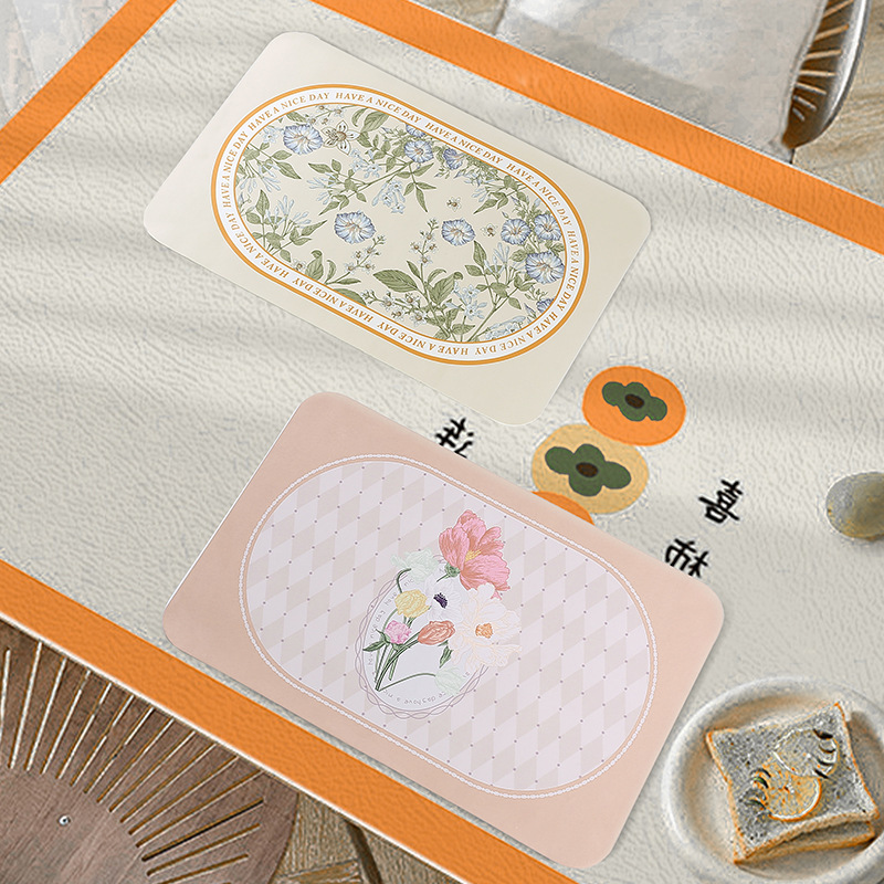 Estera de mesa de cuero vintage impermeable a prueba de aceite desechable vajilla estera tablero de tablero nórdico rejilla lado del gabinete estera de aislamiento engrosada