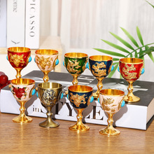 一口杯欧式金属小酒盅高档创意家用复古玻璃白酒酒杯30毫升白酒杯