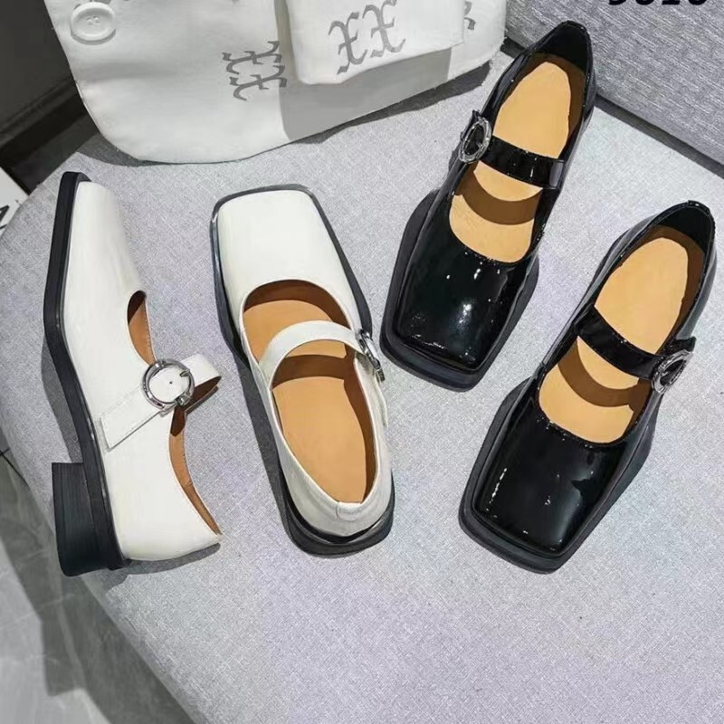 [80090] Brand Genuine Leather Broken Code Special Price Women's Shoes Square Toe Designer Style Mary Jane Low Heel Preppy List