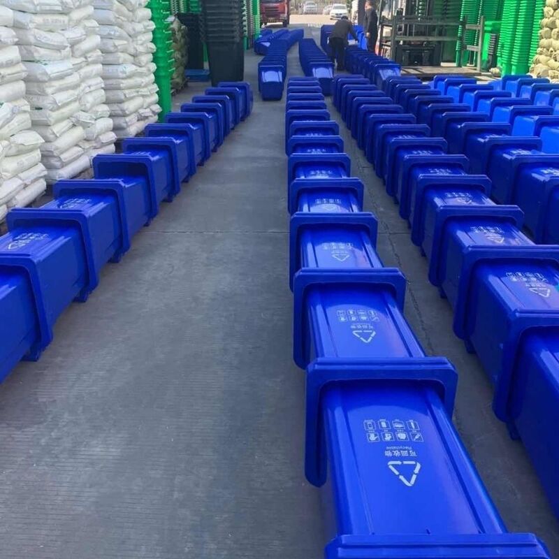 Outdoor Sanitation 240-Liter Trash Can Large Capacity Sorting Thickened Plastic Commercial Trailer with Wheels and Lid