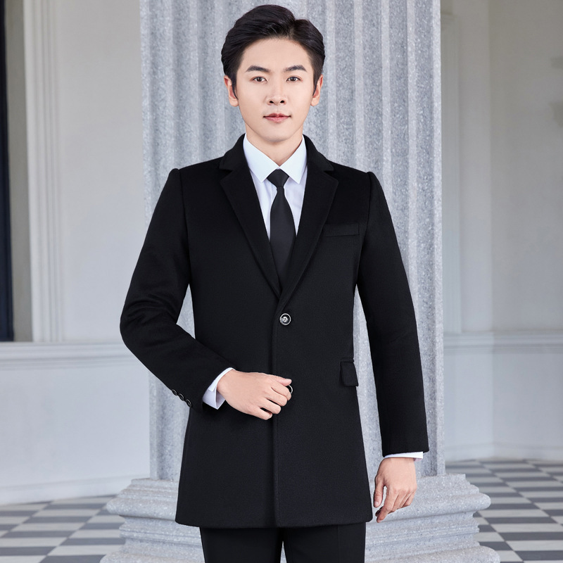 남성용 블랙 2 버튼 (양모 천)
