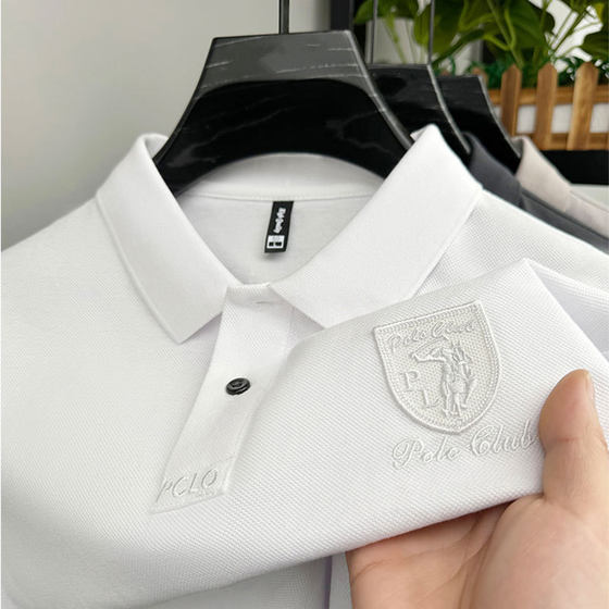 Short-sleeved polo shirt men's pullover top fashion lapel summer light business polo shirt men's short-sleeved T-shirt