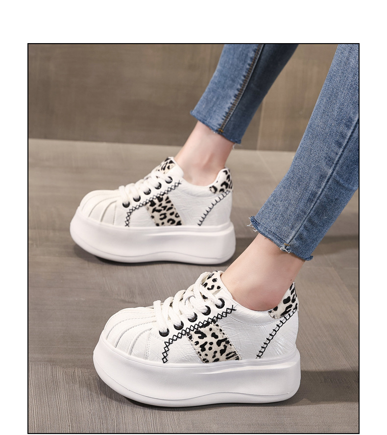 Giày sneaker nữ đế dày tăng chiều cao phong cách thể thao — Trắng hồng chi tiết 15
