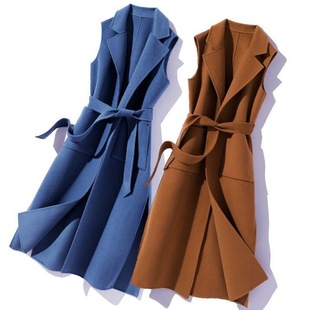 New Style Western Style Woolen Vest Mid-length Vest Shoulder Ware Women's 2023 Autumn and Winter Korean Style Loose Coat for Small Women