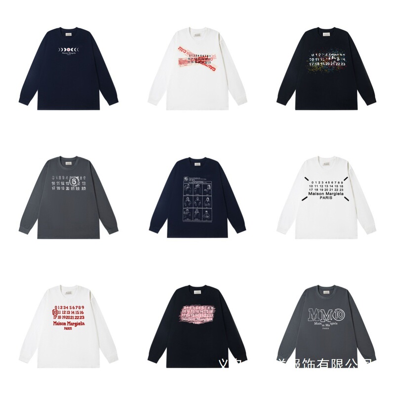 High-end version of the trendy brand MM6 Margiela long-sleeve tape-coated printed loose-fitting t-shirt for men and women, available for couples, wholesale High-end version of the trendy brand MM6 Margiela long-sleeve tape-coated printed loose-fitting t-shirt for men and women, available for couples, wholesale