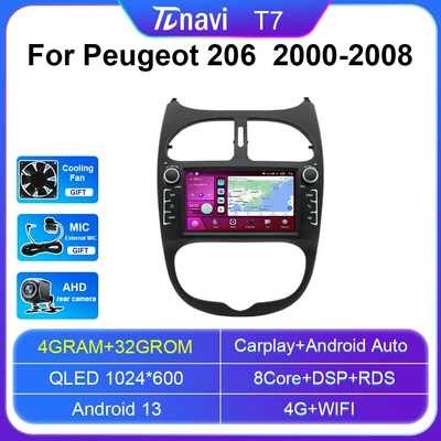 DVD Navigation 206 2000-2008 Android large-screen - 4g32gcarplay-7inch