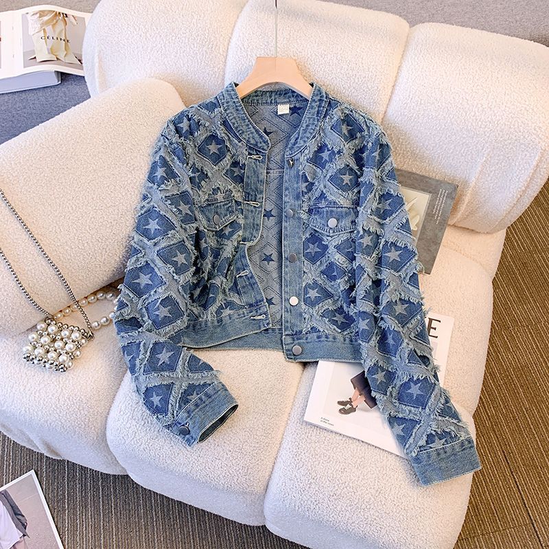 European-Style Heavy-Duty Denim Jacket for Women, Spring and Autumn 2025 New Style, Loose and Versatile, Fashionable Short Jacket for Petite Figures