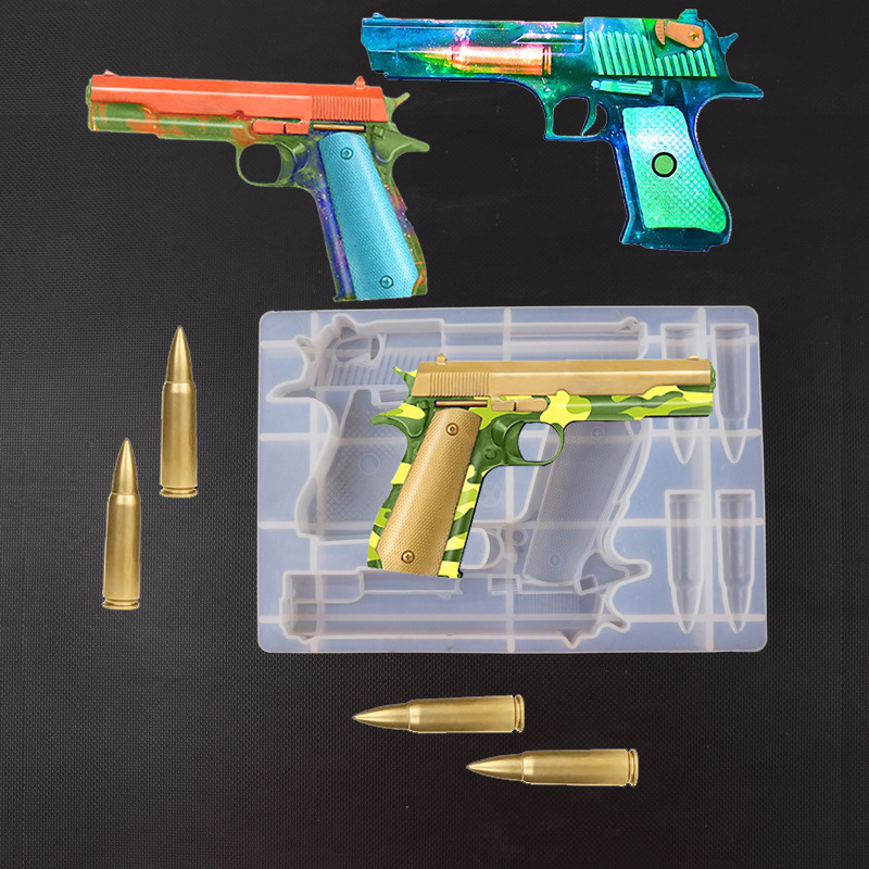 Fondant molde de silicona mini pistola bala pastel decoración molde DIY epoxi brillante molde para hornear