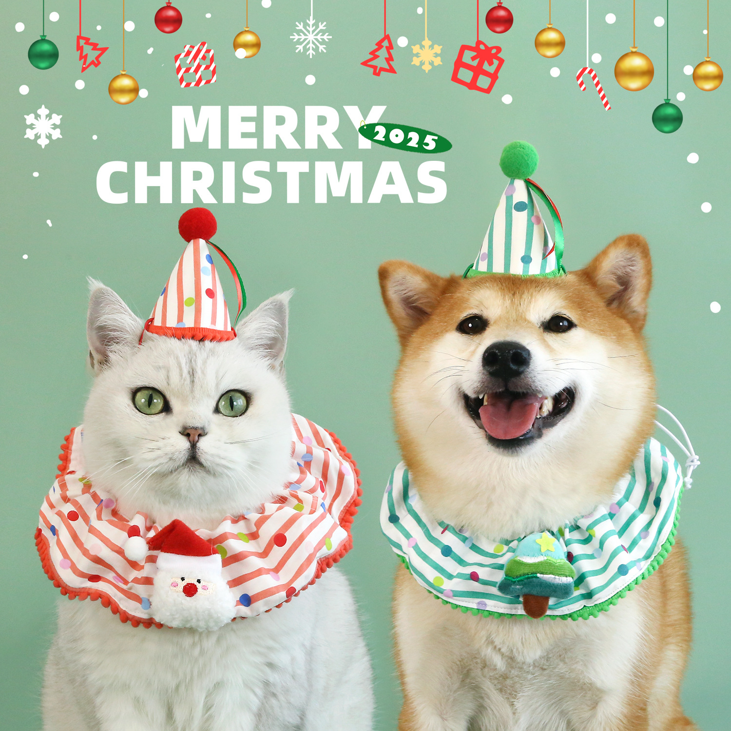 Comercio exterior ondulado punto rayado bibita de Navidad mascota encaje conjunto de árbol de Navidad viejos collar de fotografía sombrero gato perro